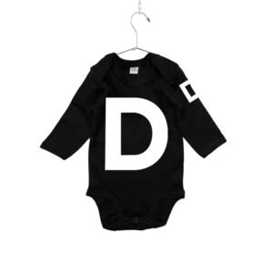 Babybody schwarz mit Buchstaben ABC D