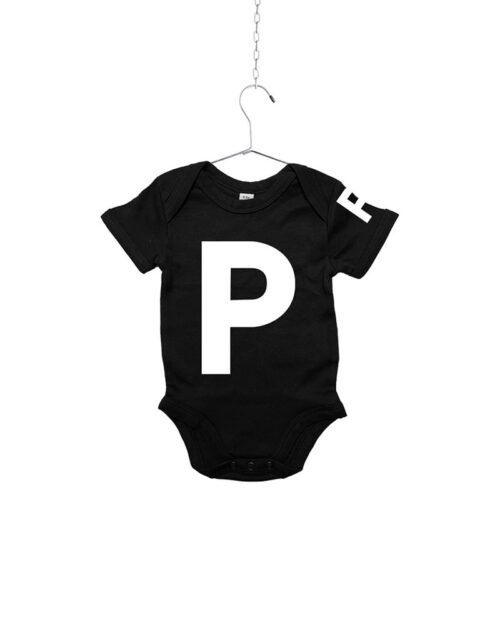 Babybody schwarz mit Buchstaben ABC P