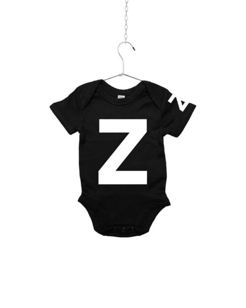 Babybody schwarz mit Buchstaben ABC Z