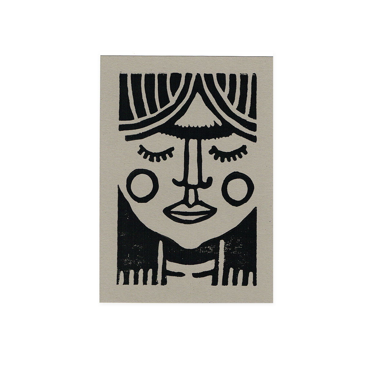 Linoldruck Karte Frida Kahlo