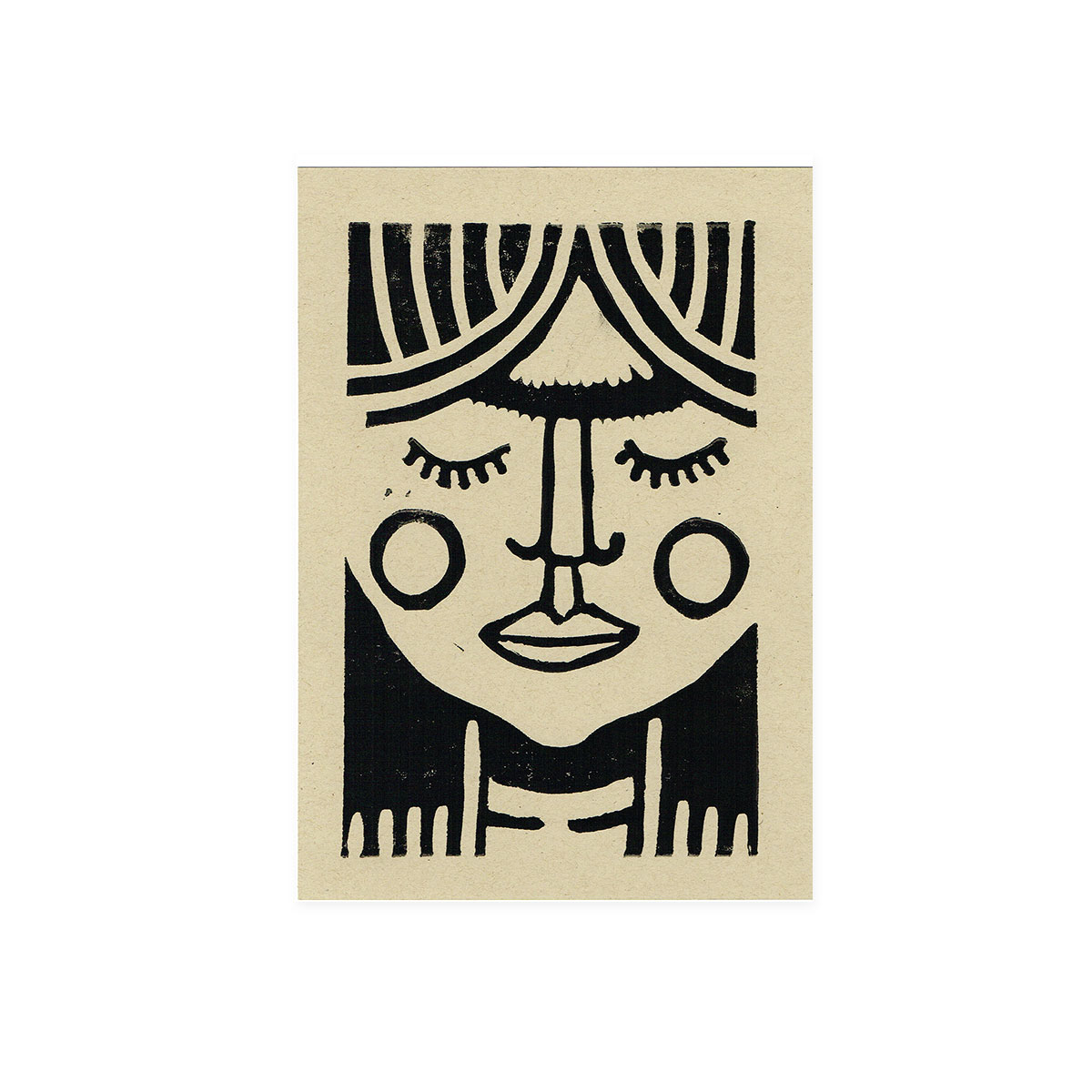Linoldruck Karte Frida Kahlo