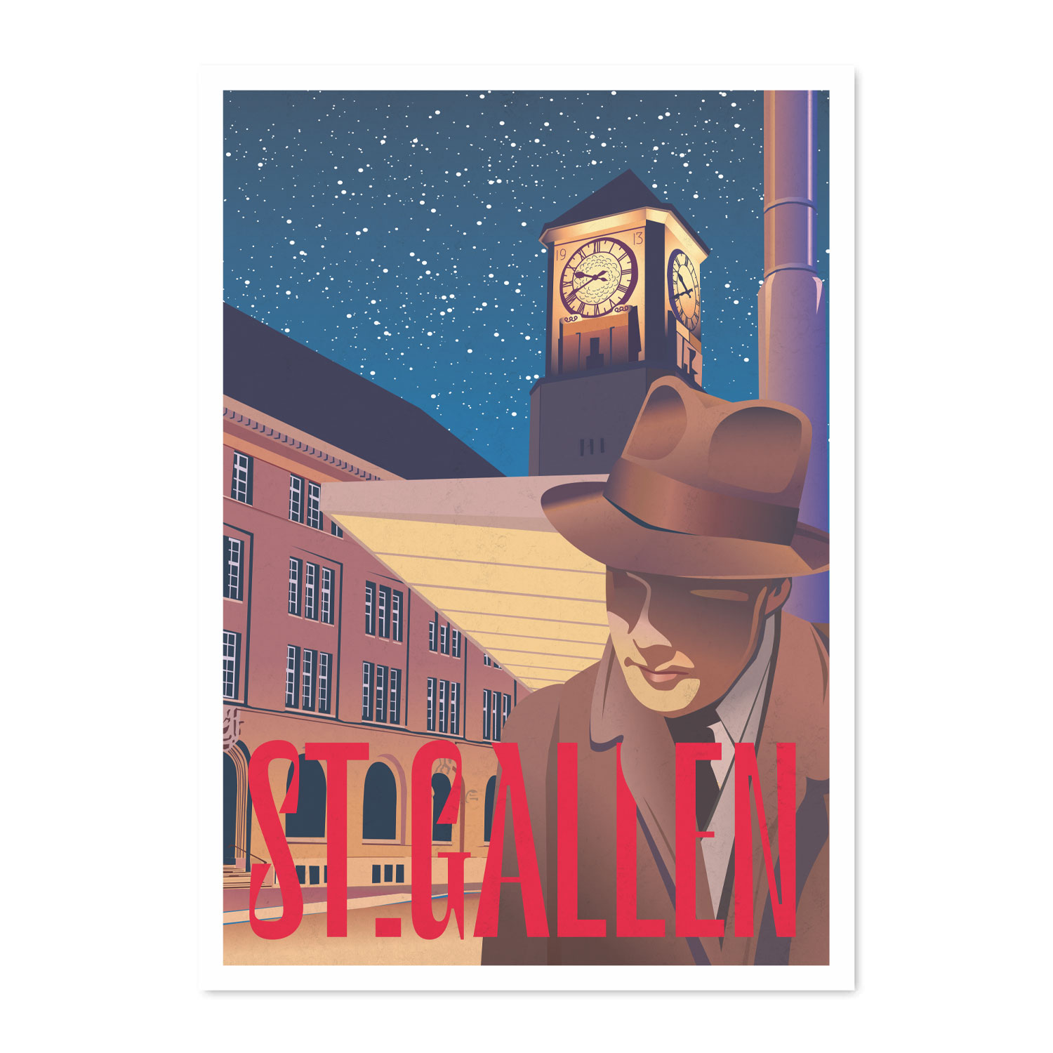 Vintage Postkarte St.Gallen Bahnhof