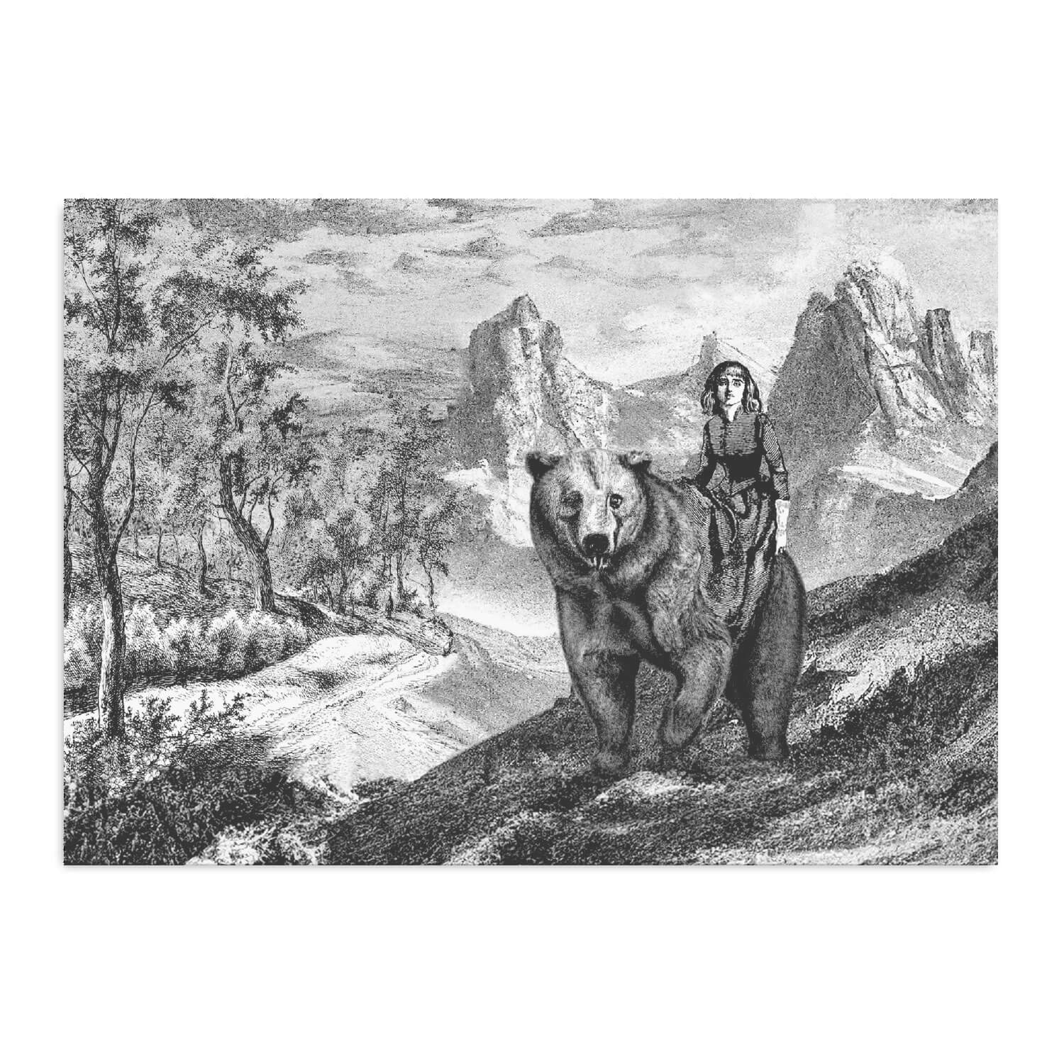 Postkarte St.Gallen, Der Bär und das Mädchen, Gallus
