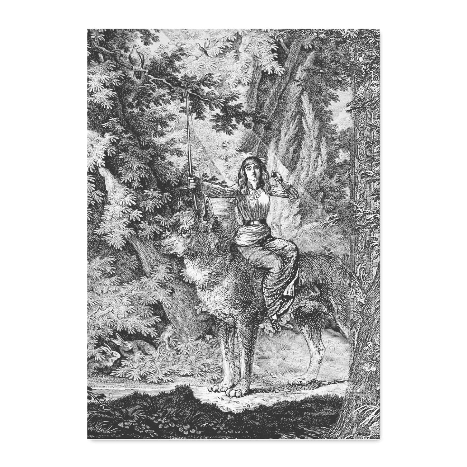 Postkarte St.Gallen, Der Wolf und das Mädchen, Ostschweiz